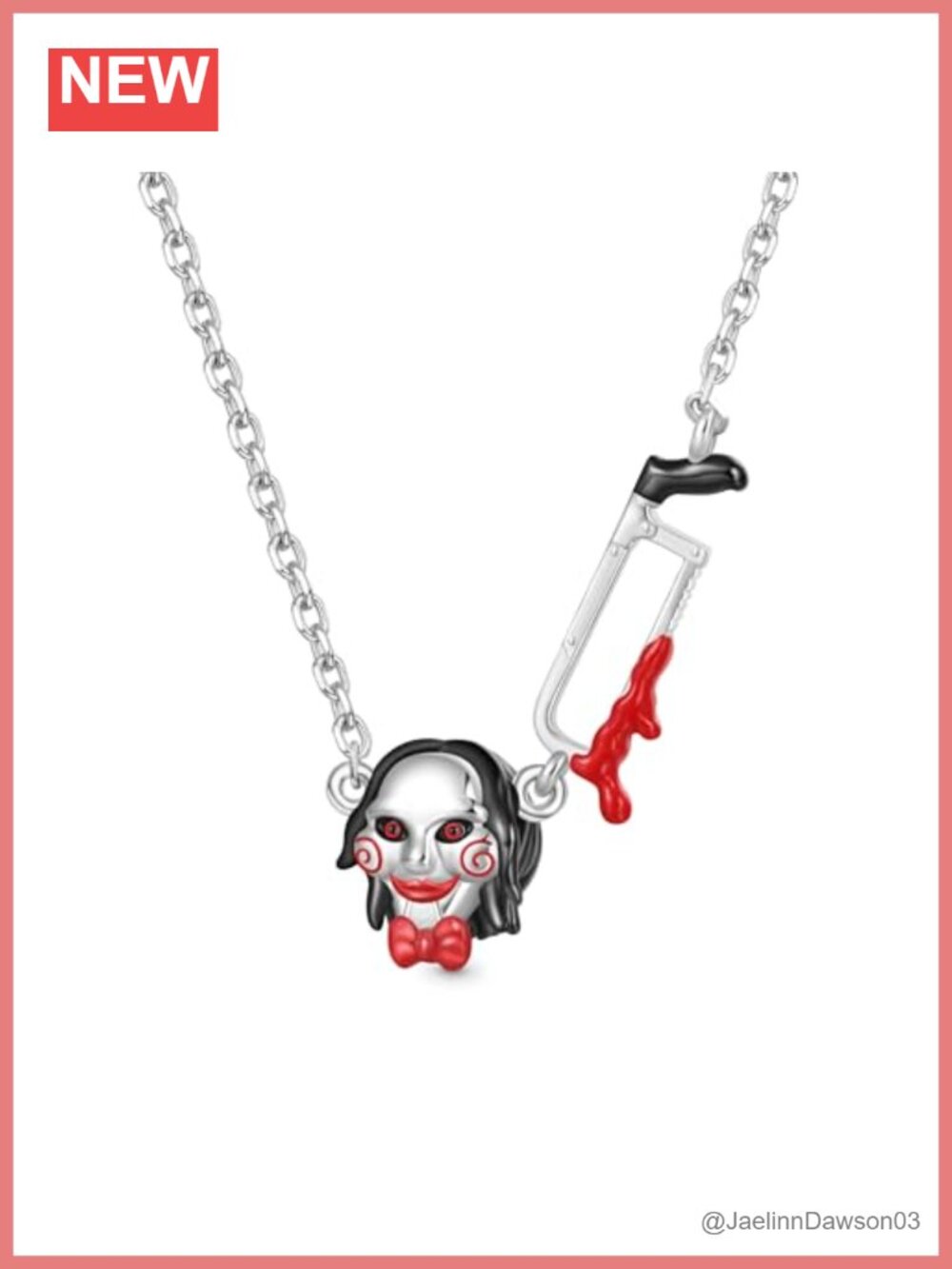 925 Sterling Silver Saw Movie Billy Puppet Pendant Necklace